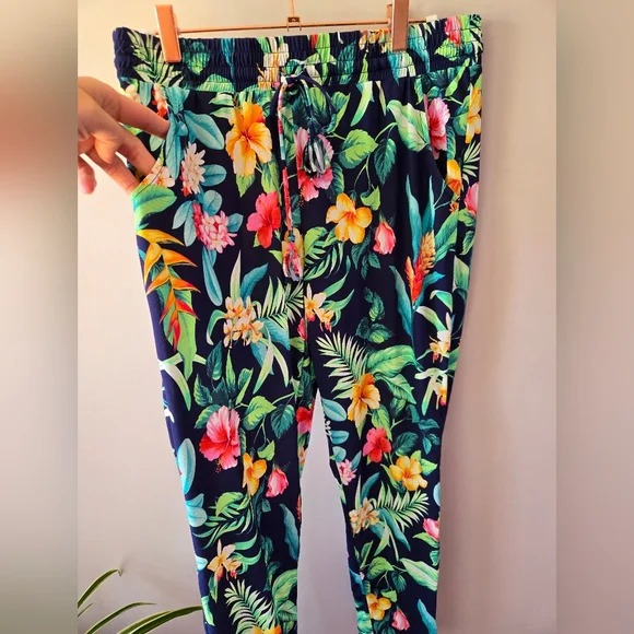 ​🌺 Tommy Bahama Navy Tropical Hibiscus Joggers - XS - Picture 2 of 7
